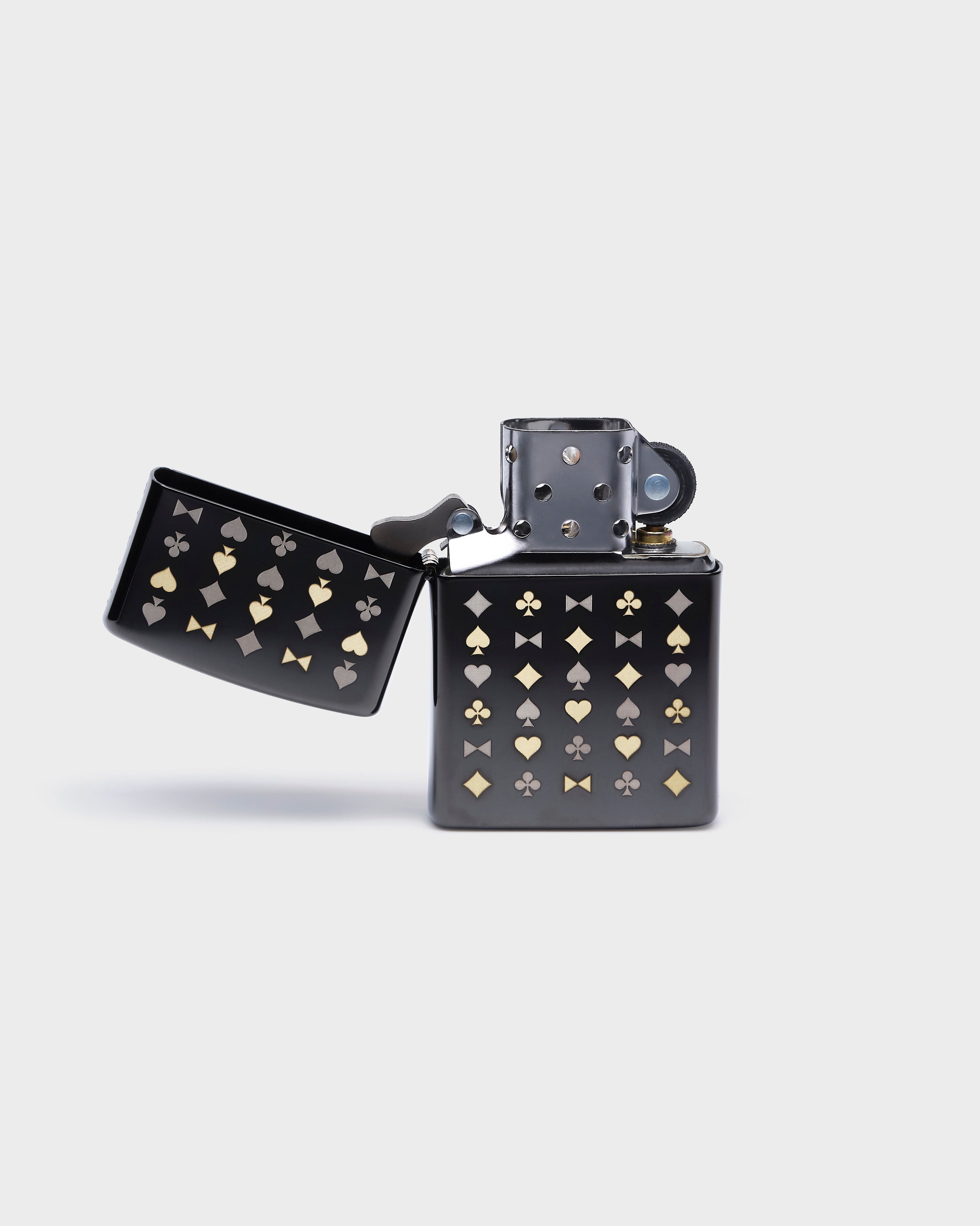 Card Suits and Bowtie Motif Lighter in Ebony