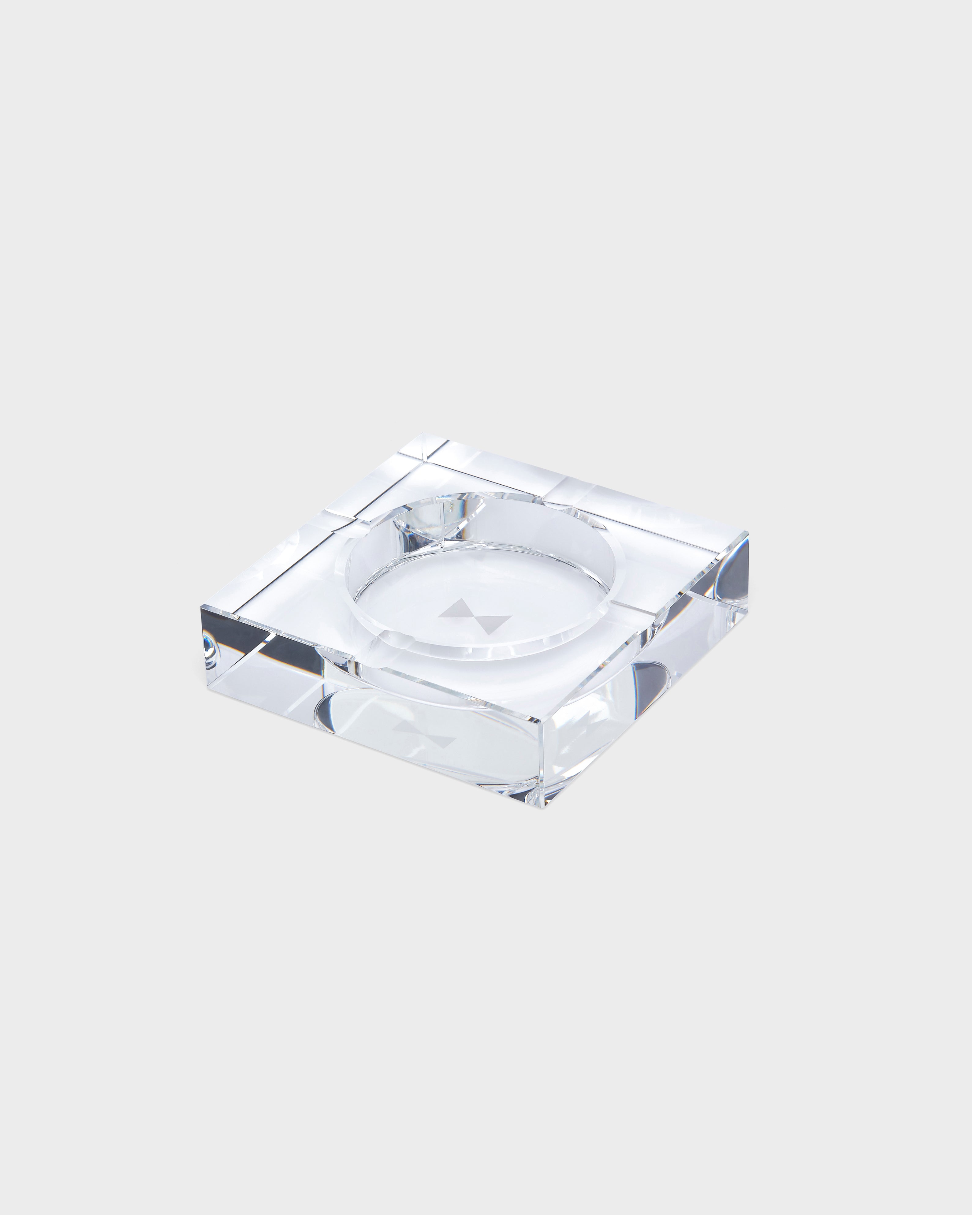 Crystal Square Ashtray with Bowtie Motif